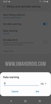 Pengaturan Reset Data Usage Samsung Galaxy