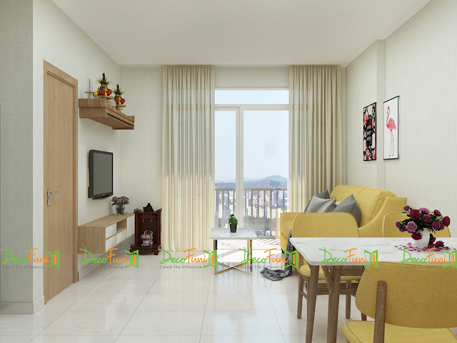 Nội thất phòng khách chung cư 70m2 - 2 phòng ngủ, chung cư Moonlight Residences Nội thất phòng khách chung cư 70m2 - 2 phòng ngủ, chung cư Moonlight Residences