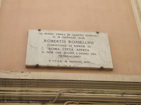 Photo of plaque commemorating Rossellini
