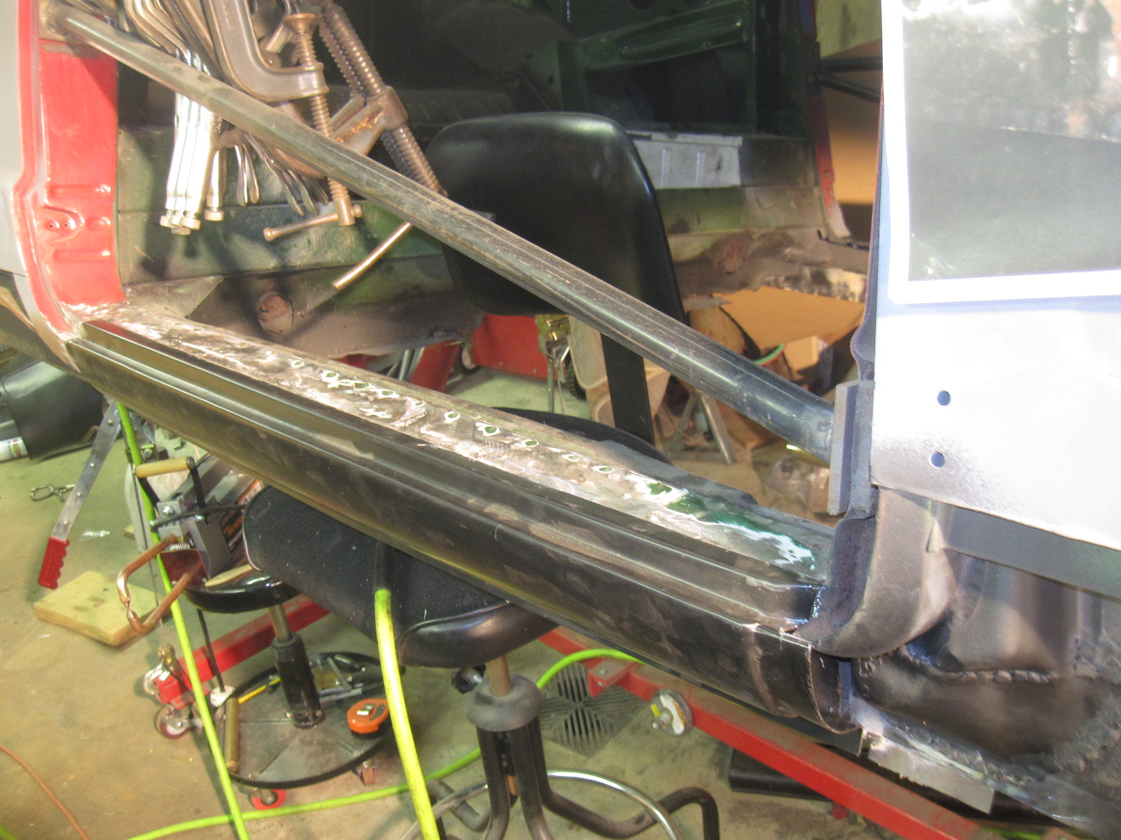 Hank's 1972 VW Ghia Build Right Side Outer Rocker Panel Install
