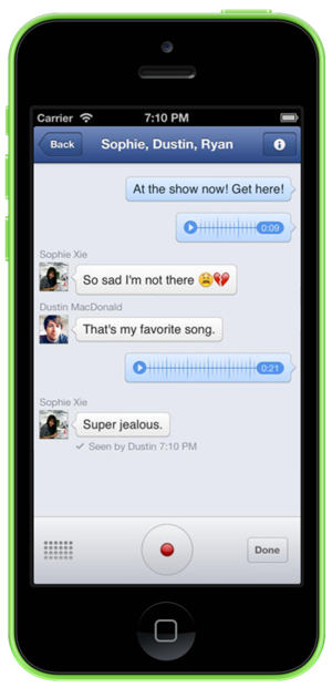 facebook voice message screenshot on iphone 5c