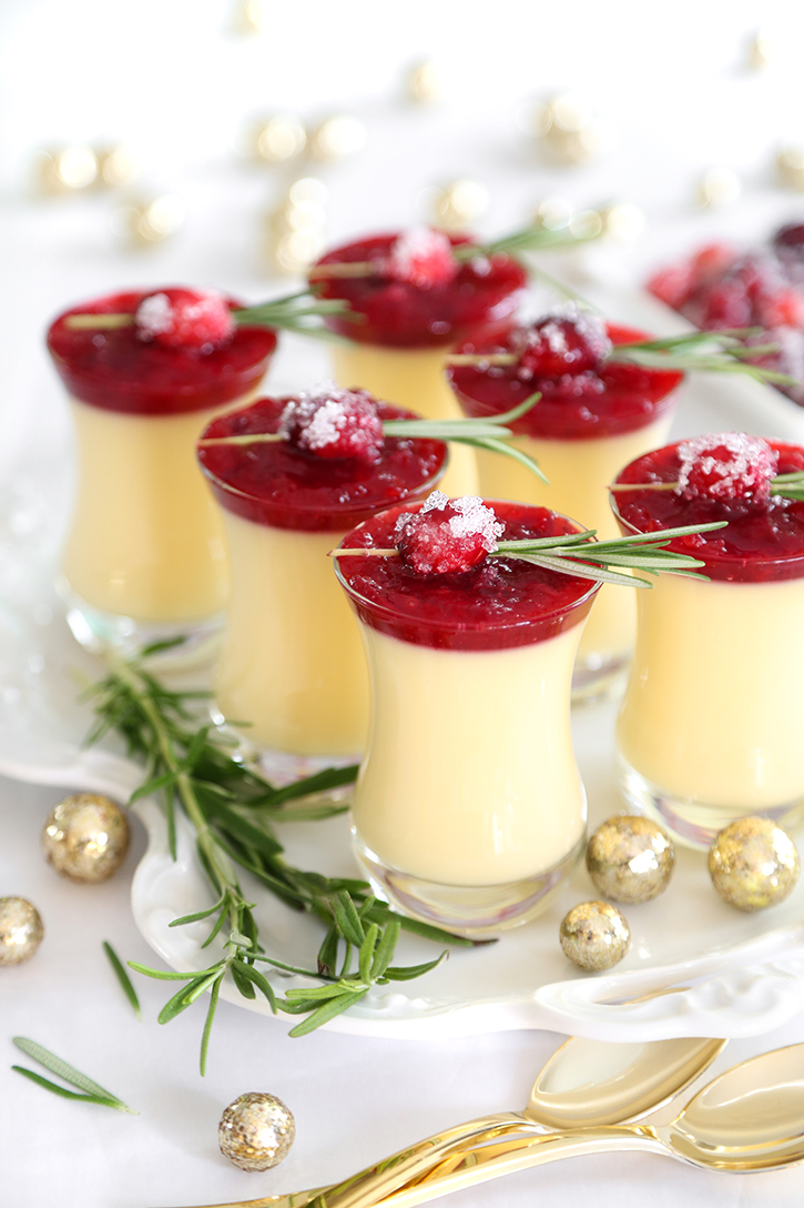 Eggnog Panna Cotta with Spiked Cranberry Sauce | Sprinkle Bakes