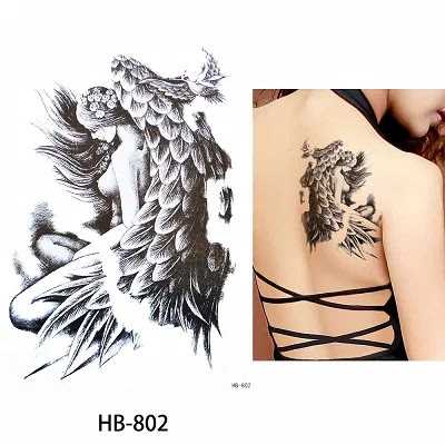 Mermaid Decal Sketch Temporary Tattoo Sticker Set for Body Arm Back Art Fake