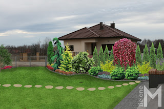Projekt ogrodu przydomowego w luźnym stylu 