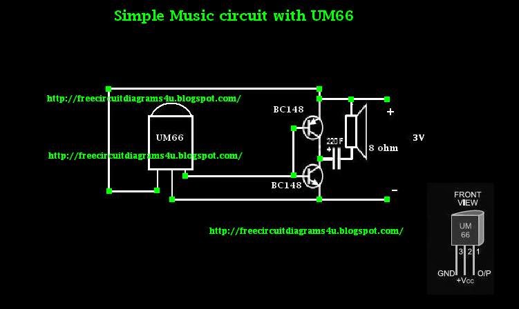 FREE CIRCUIT DIAGRAMS 4U: Simple Music Generator with UM66