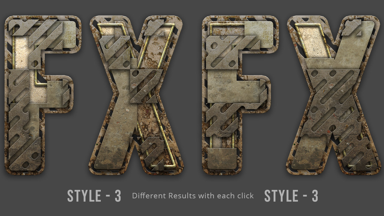 Photoshop Actions: Industrial Text FX Action (ATN, ABR, PAT)