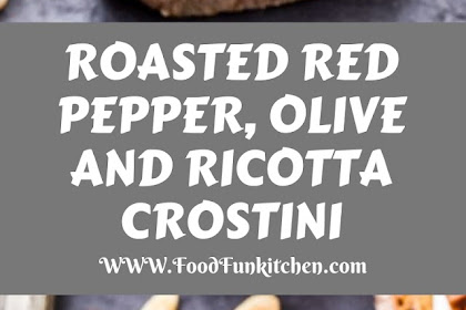 ROASTED RED PEPPER, OLIVE AND RICOTTA CROSTINI