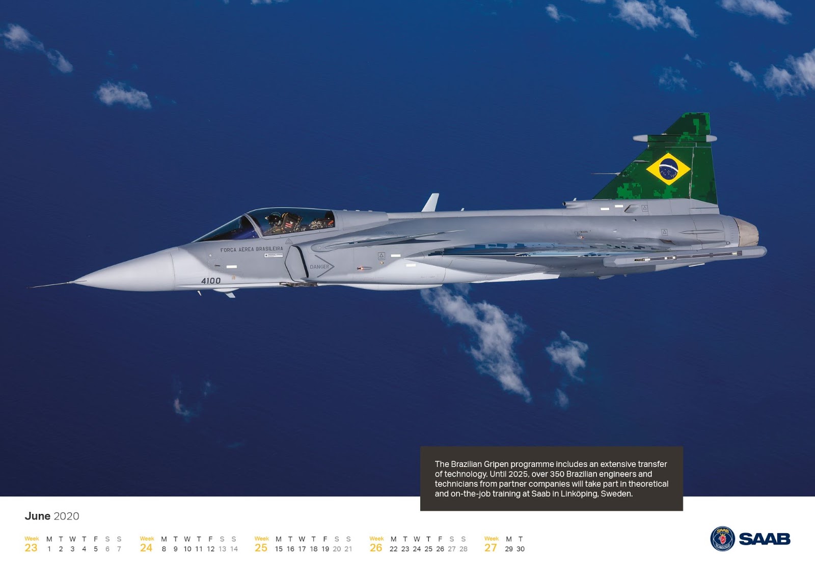 TARAUACÁ NOTÍCIAS Calendário da SAAB tem Gripen Brasileiro como imagem