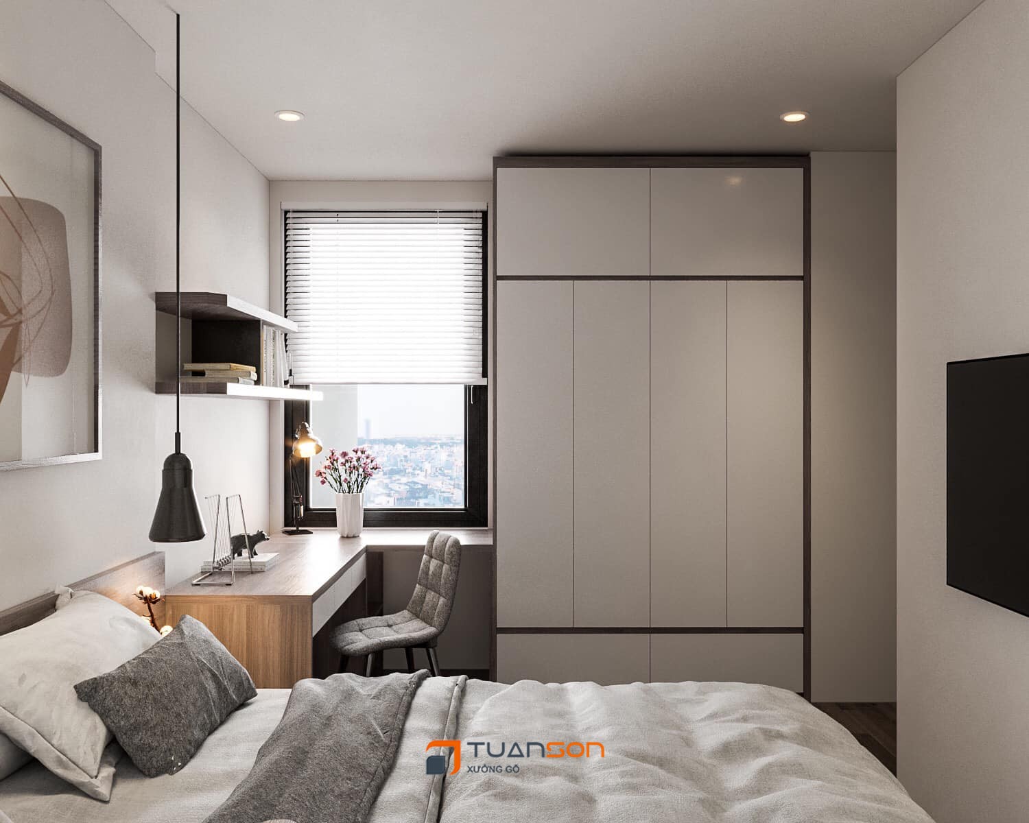 Thiết kế nội thất căn hộ 2 phòng ngủ chung cư IEC Thanh Trì