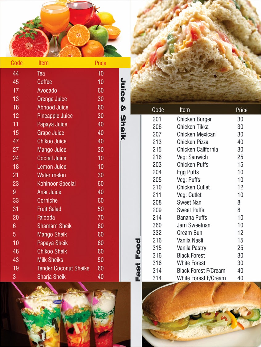 Quality Foods And Products Food And Beverage Price List In Kohinoor