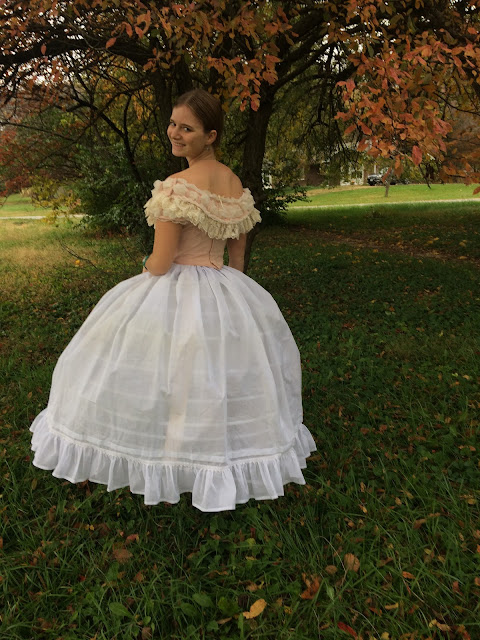 The Sewing Goatherd: 1865 Pink and Lace Ballgown - The Bertha