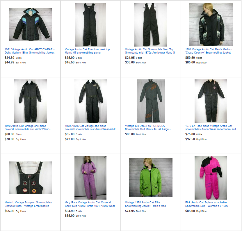 Auction Items & Collectibles Vintage and Classic Snowmobile Clothing