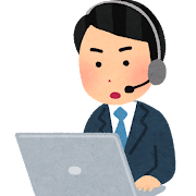 真剣な顔のテレフォン・オペレーターのイラスト（男性）