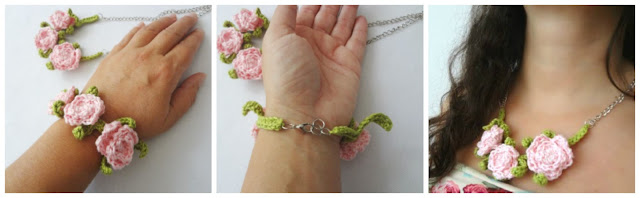 Petite Rose Necklace & Bracelet - free pattern