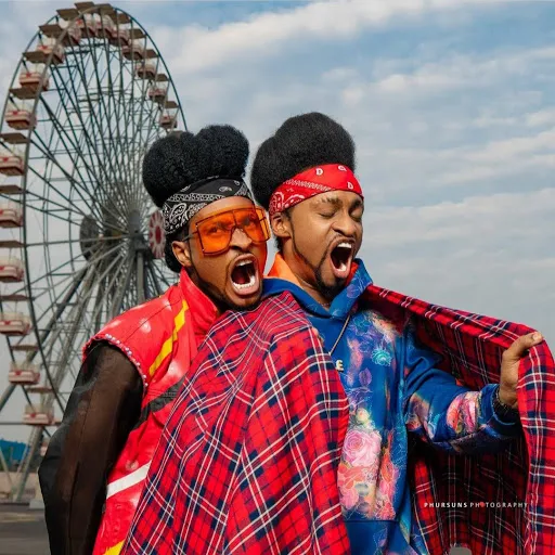 "Time to start questioning our parents" Denrele says as he meets and poses with his doppelganger (photos)