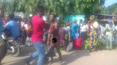 6 Photos: Cable thief beaten to pulp and paraded naked in Mbaitolu, Imo State