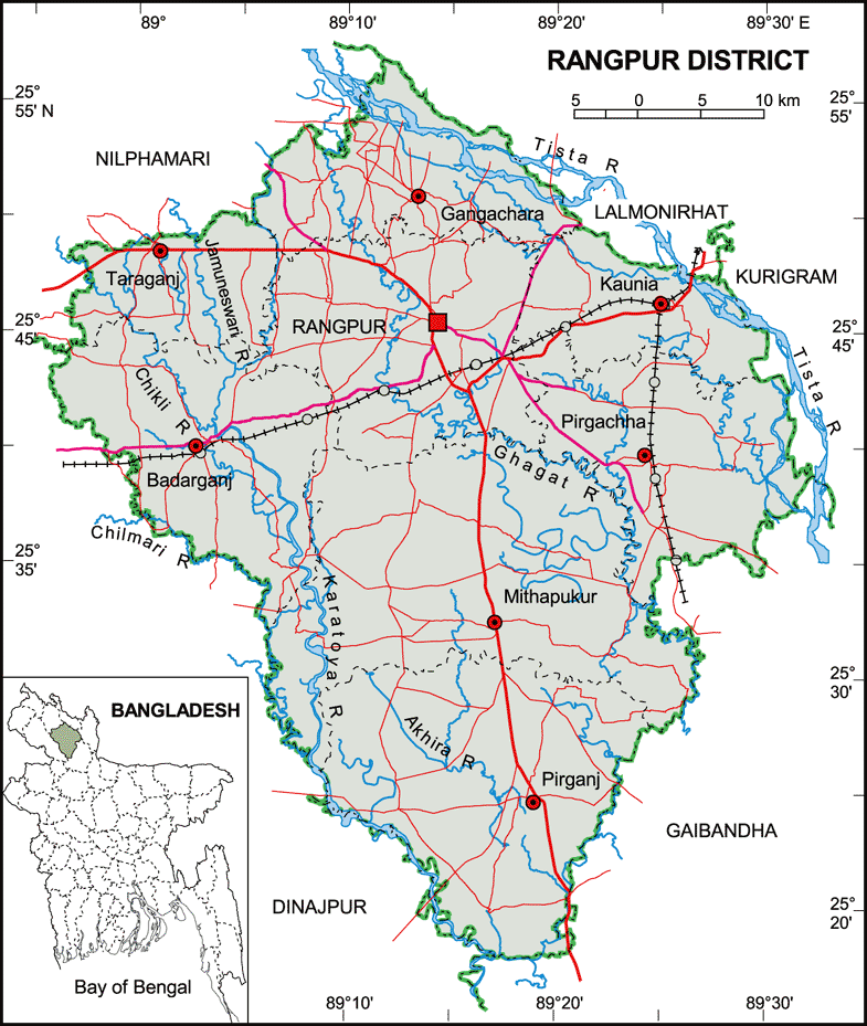 Rangpur District Map Bangladesh