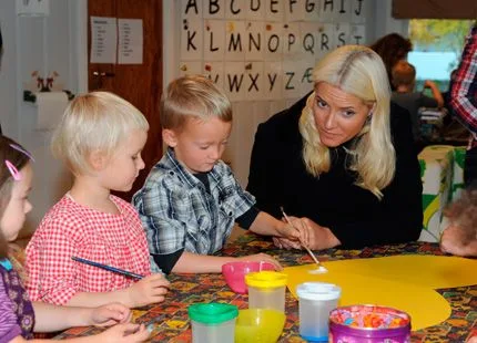 Crown Princess Mette-Marit of Norway visited the Keyserlokka Kindergarten in Oslo on the occasion of World Mental Health Day