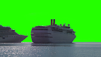 Cruise ships float & sail on the ocean set againsy a green screen background. Free download.