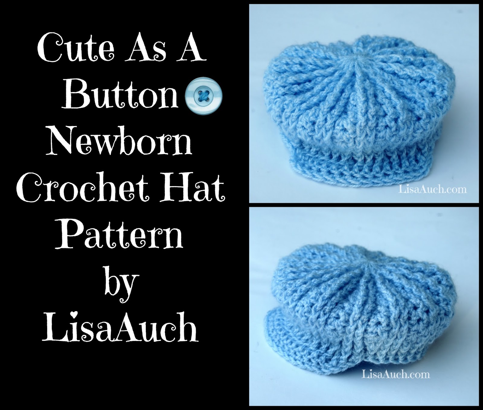 Cute as a Button Newborn Crochet Hat Pattern Free Perfect for Baby Boys
