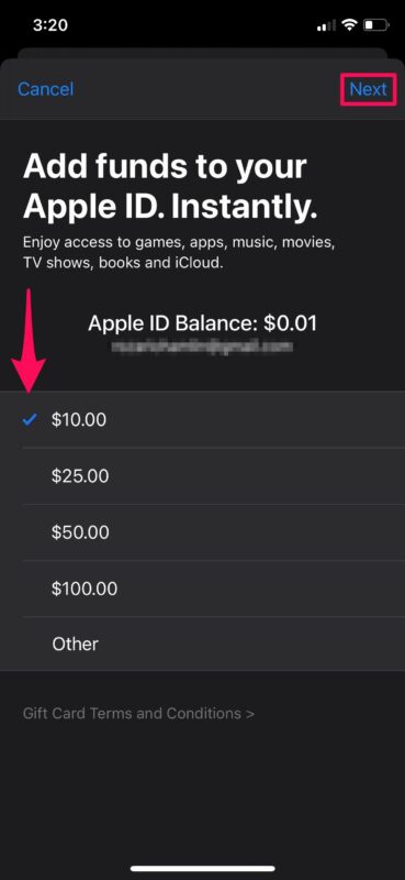كيفية إضافة أموال إلى حساب Apple على iPhone و iPad