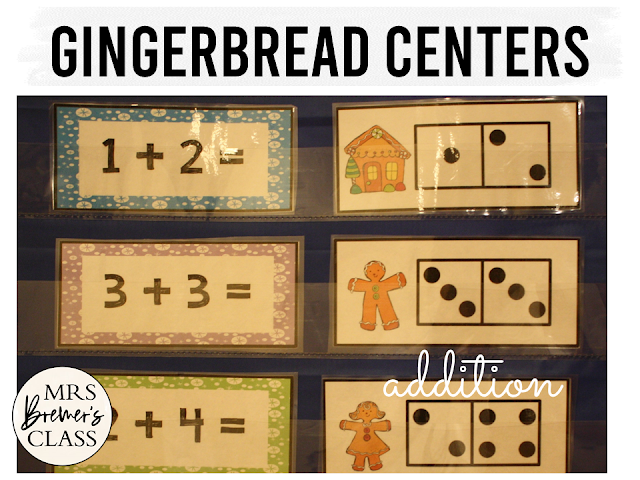 Gingerbread Centers with Math and Literacy Activities for Kindergarten at Christmas