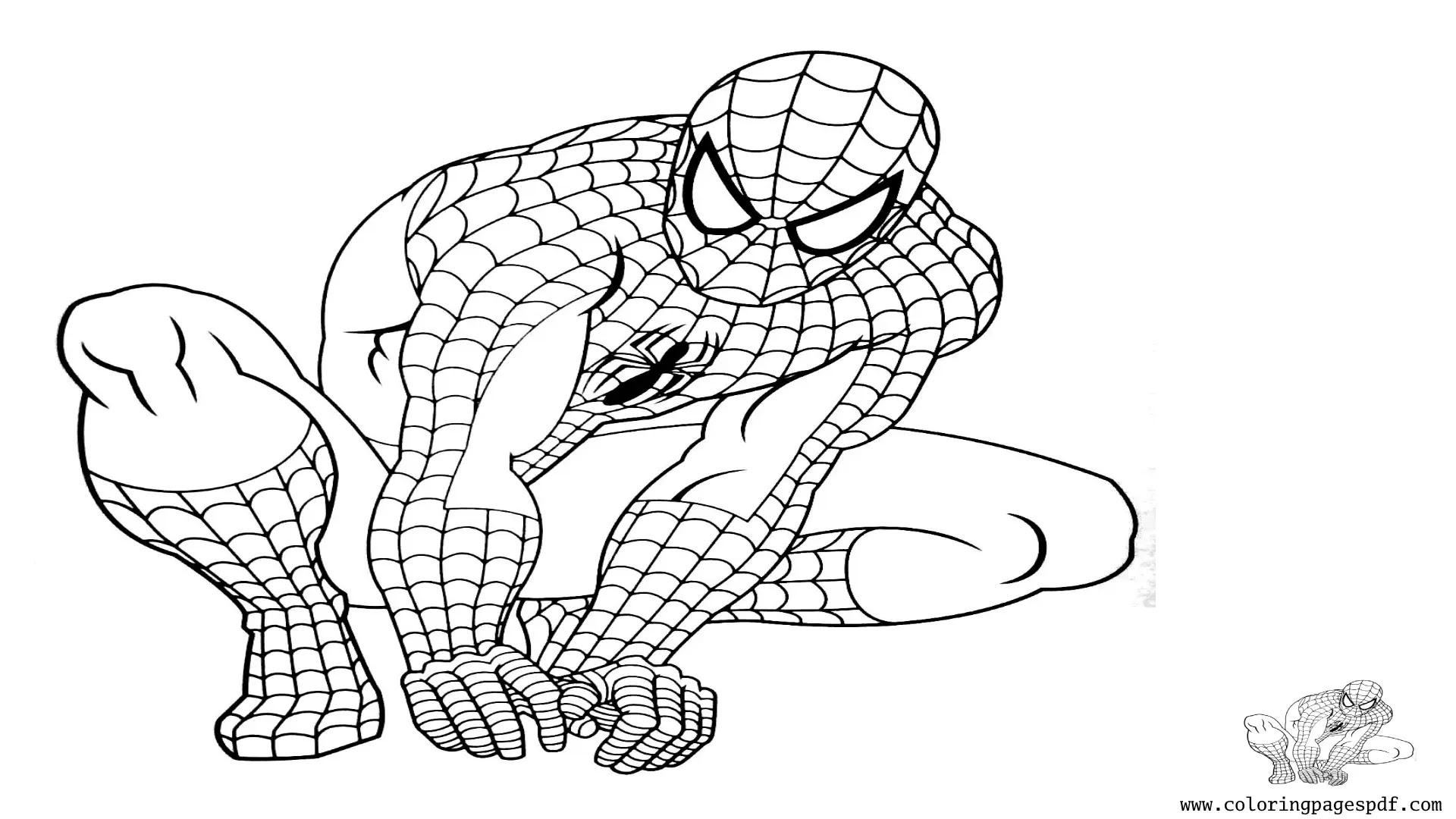 Coloring Page Of Spiderman Sitting