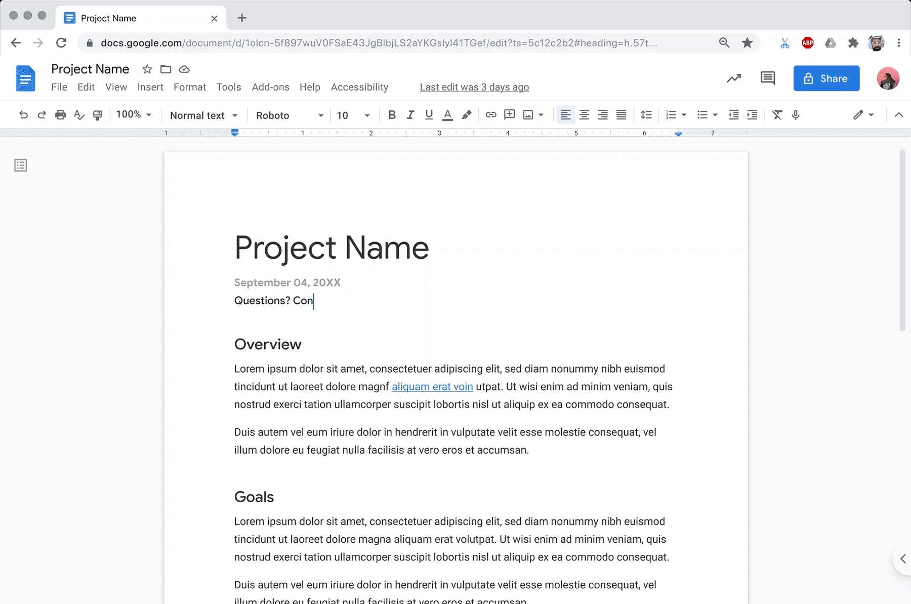 Google Docs lets you mention user within the document