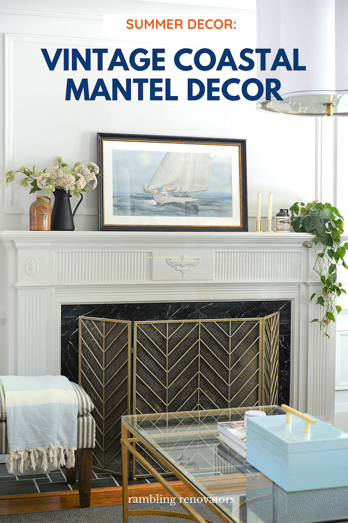 summer mantel decor, coastal mantel, coastal mantle, summer mantle
