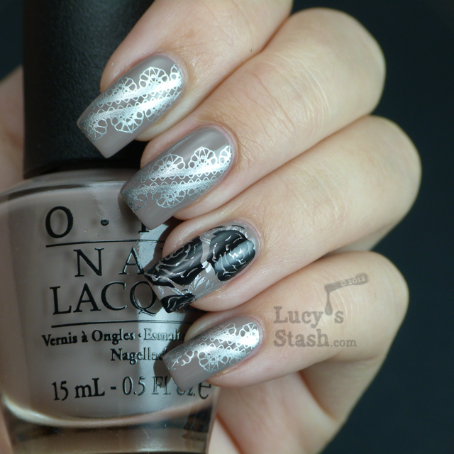 Lucy's Stash - Lace & Roses stamping nail art