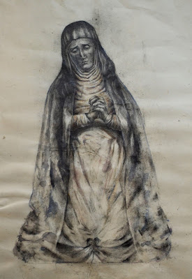Dibujo de la Virgen de la Amargura. Alejandro Grande.León