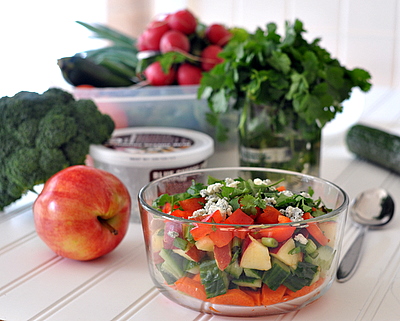 Quick 'n' Easy Raw Salad ♥ KitchenParade.com, my own 'healthy habit' that I hope will inspire yours, too.