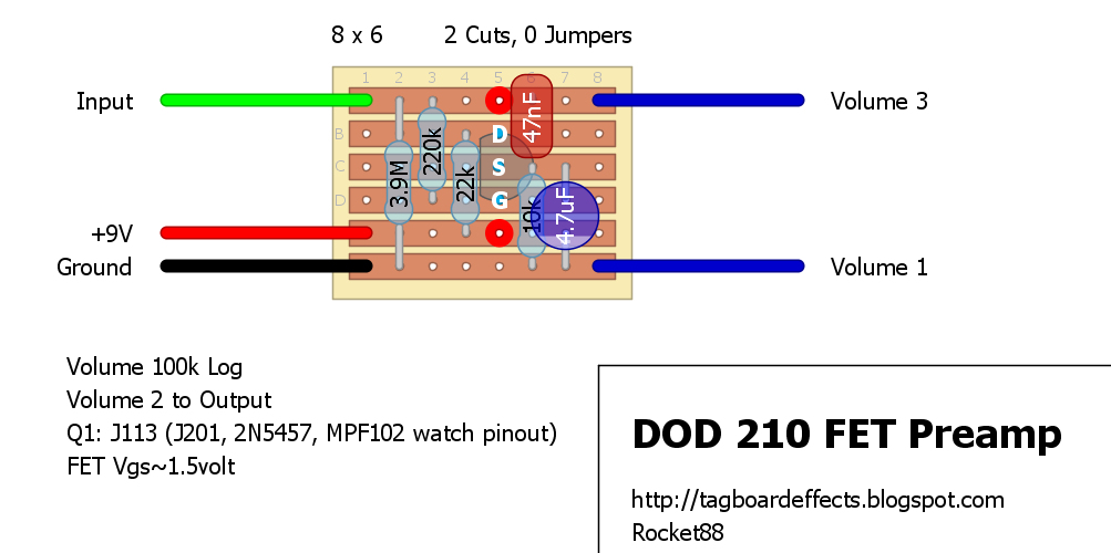 Guitar FX Layouts DOD 210 FET Preamp
