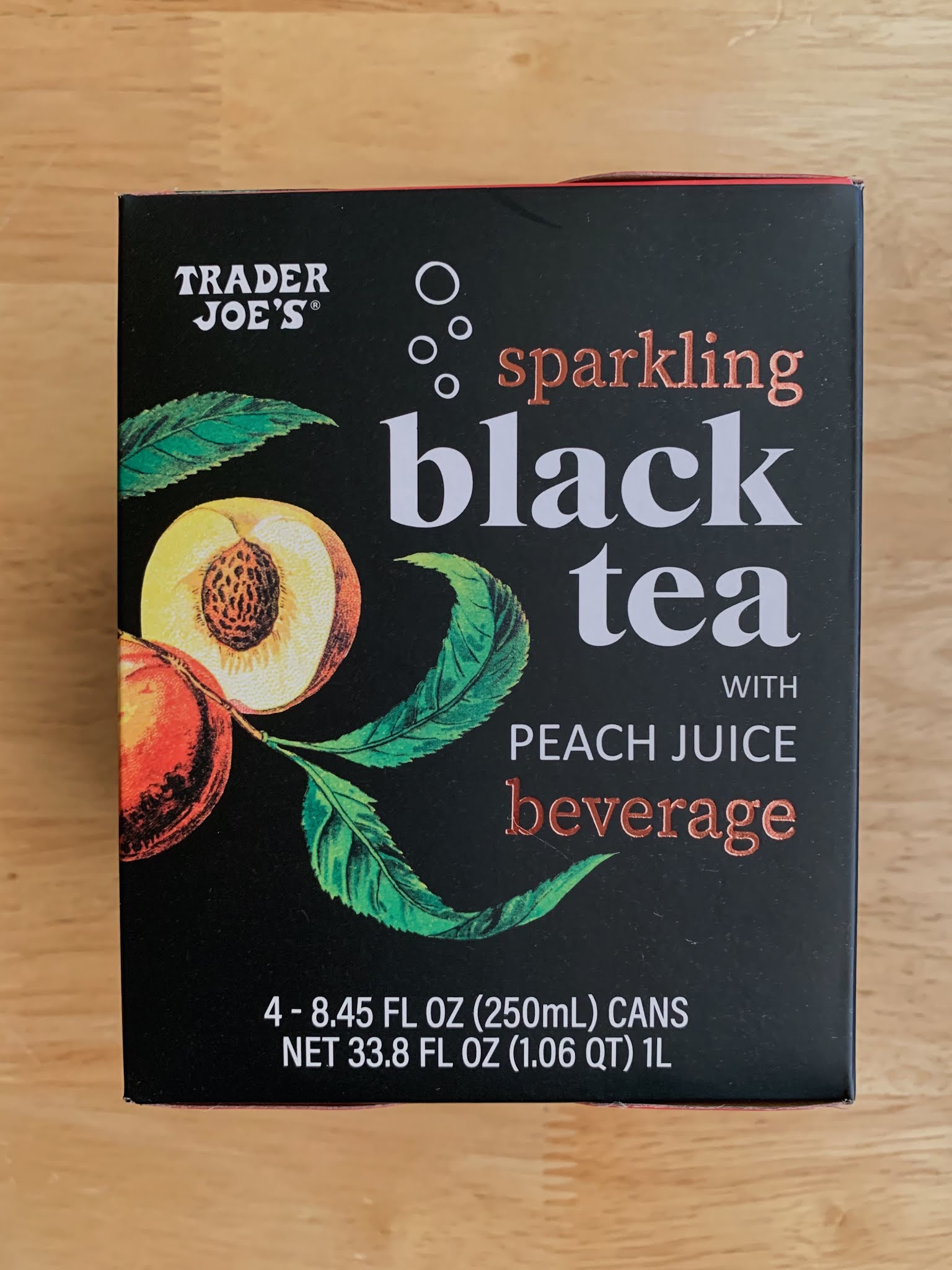 Trader Joe's Sparkling Black Tea with Peach Juice Beverage