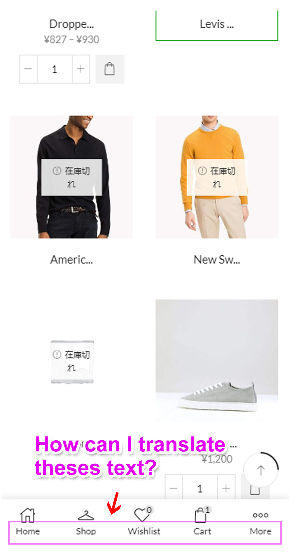 translating text on mobile sticky menu
