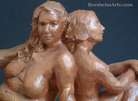 Waiting and Wondering Detail Terra-cotta Sculpture Two Women
