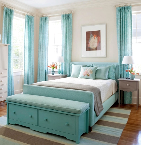 bright blue bedroom