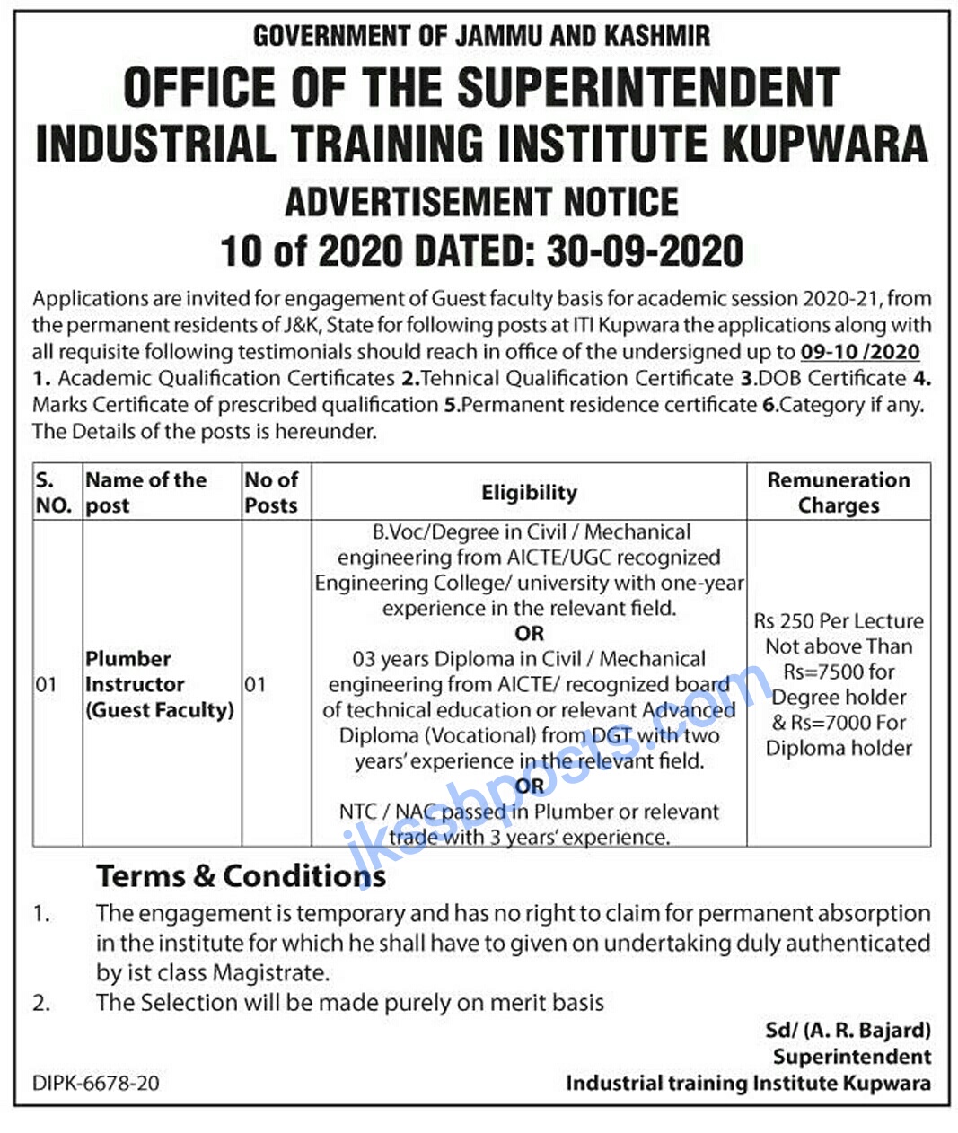 Jobs in various districts of Kashmir Jobs in J&K Government Jobs