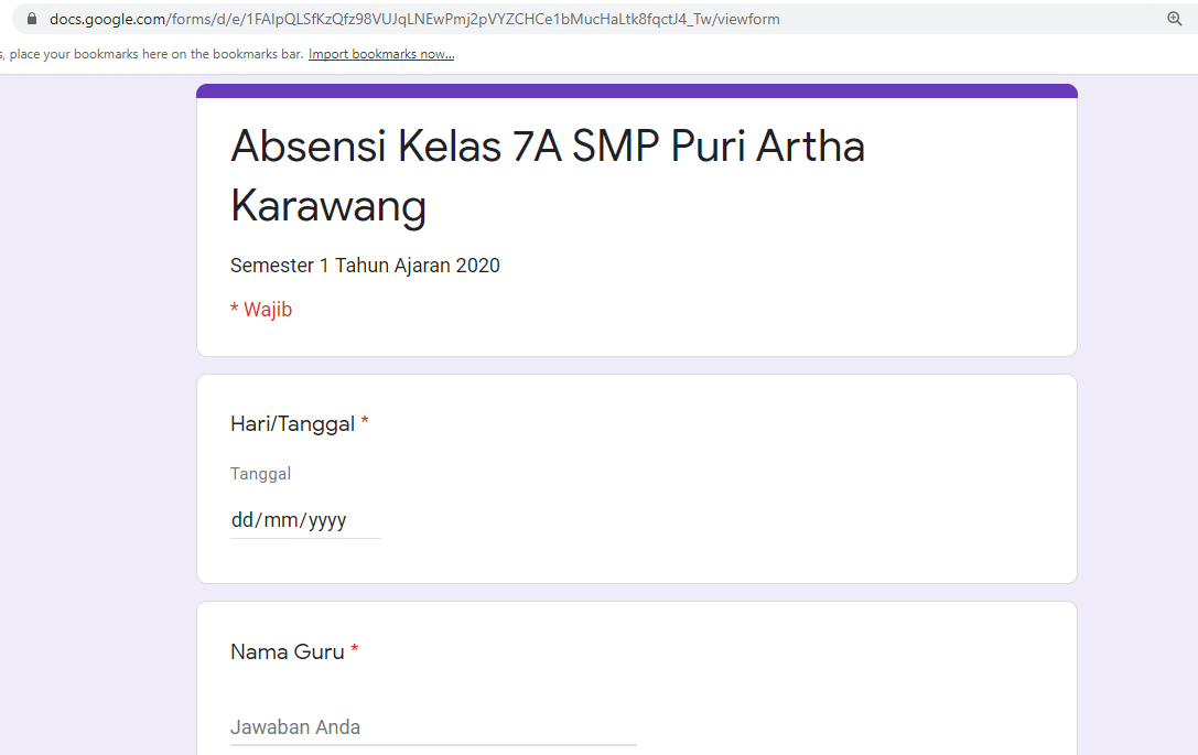 cara buat google form kehadiran