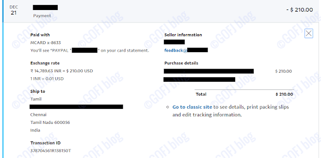 Sending payment using PayPal India