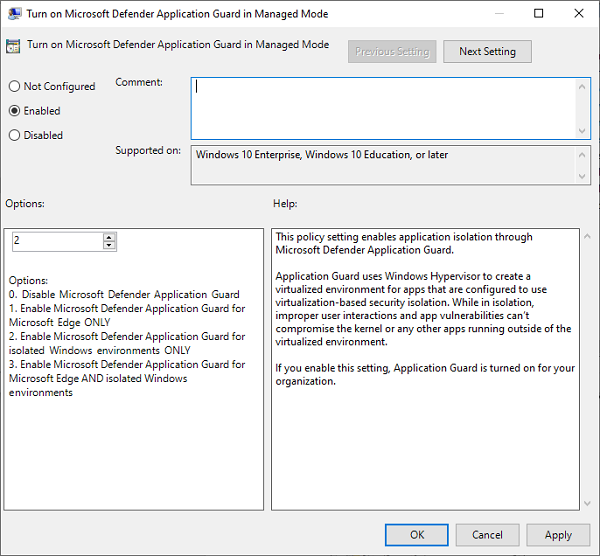 Office용 Microsoft Defender Application Guard 활성화 또는 비활성화