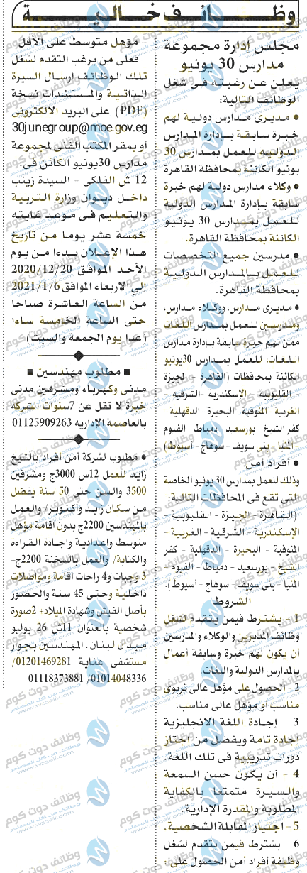 وظائف اهرام الجمعة 18-12-2020 | وظائف جريدة الاهرام الجمعة | وظائف دوت كوم