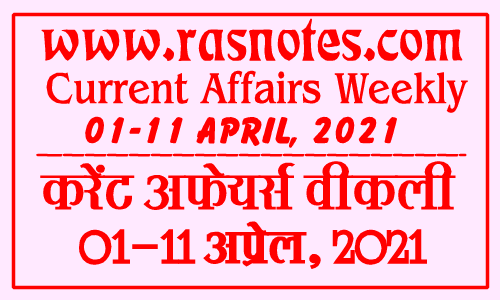 Current Affairs GK Weekly April 2021 (01-11 April) in hindi pdf