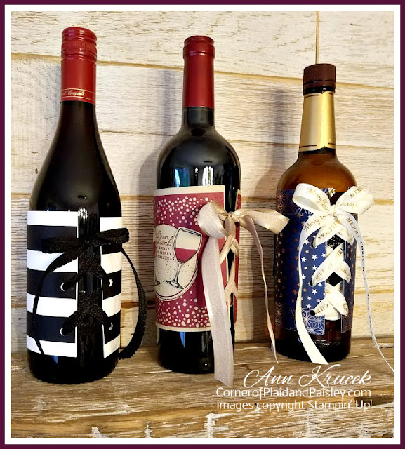 Wine Bottle Wrap Stampin' Up! 3D Project Hop Corner of Plaid and