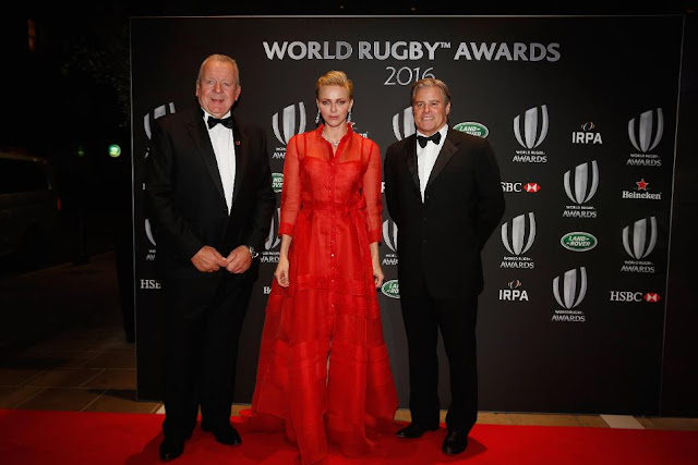 Princess Charlene in Carolina Herrera at the World Rugby Awards