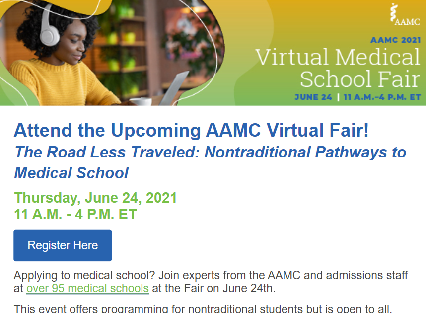 AAMC Virtual Medical School Fair (Thursday, June 24, 2021, 8 am 1 pm PT)