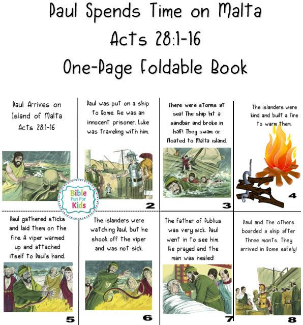 Paul on the Island of Malta Bible Fun For Kids