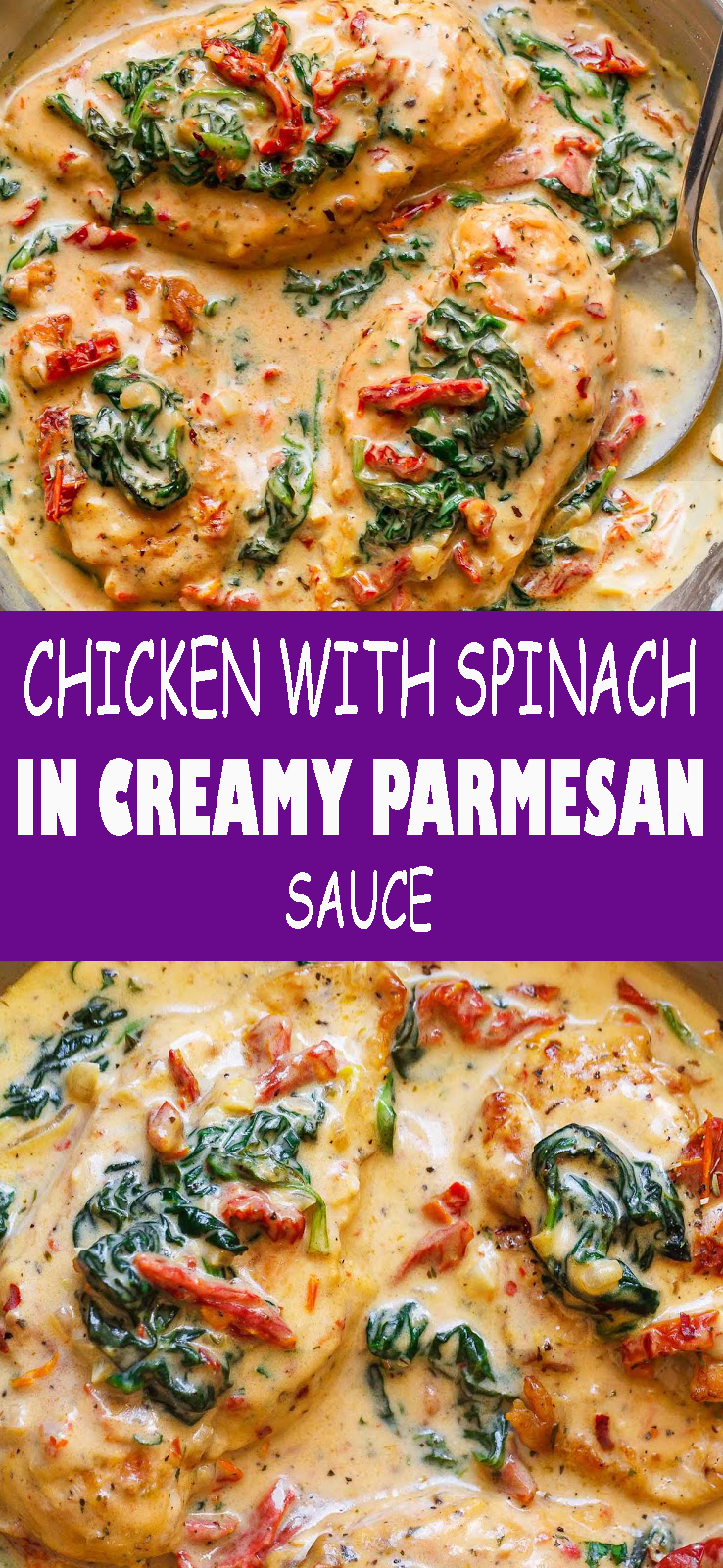 CHICKEN WITH SPINACH IN CREAMY PARMESAN SAUCE - pinsgreatrecipes4