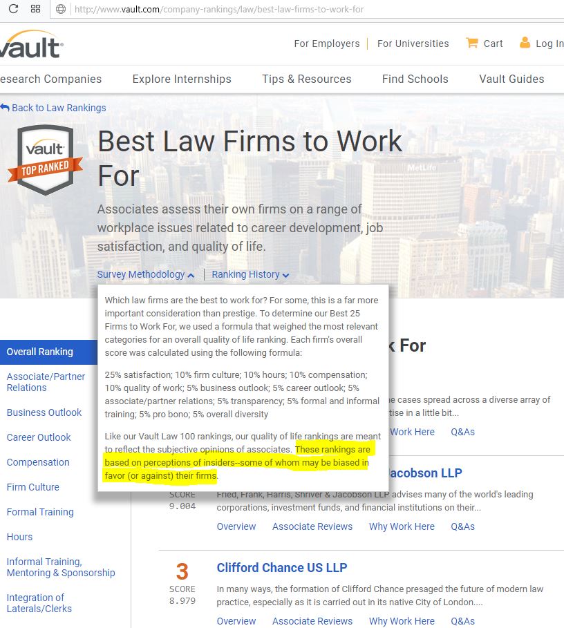 O'Melveny & Myers's lack of ethics Which law firms lie on their Vault