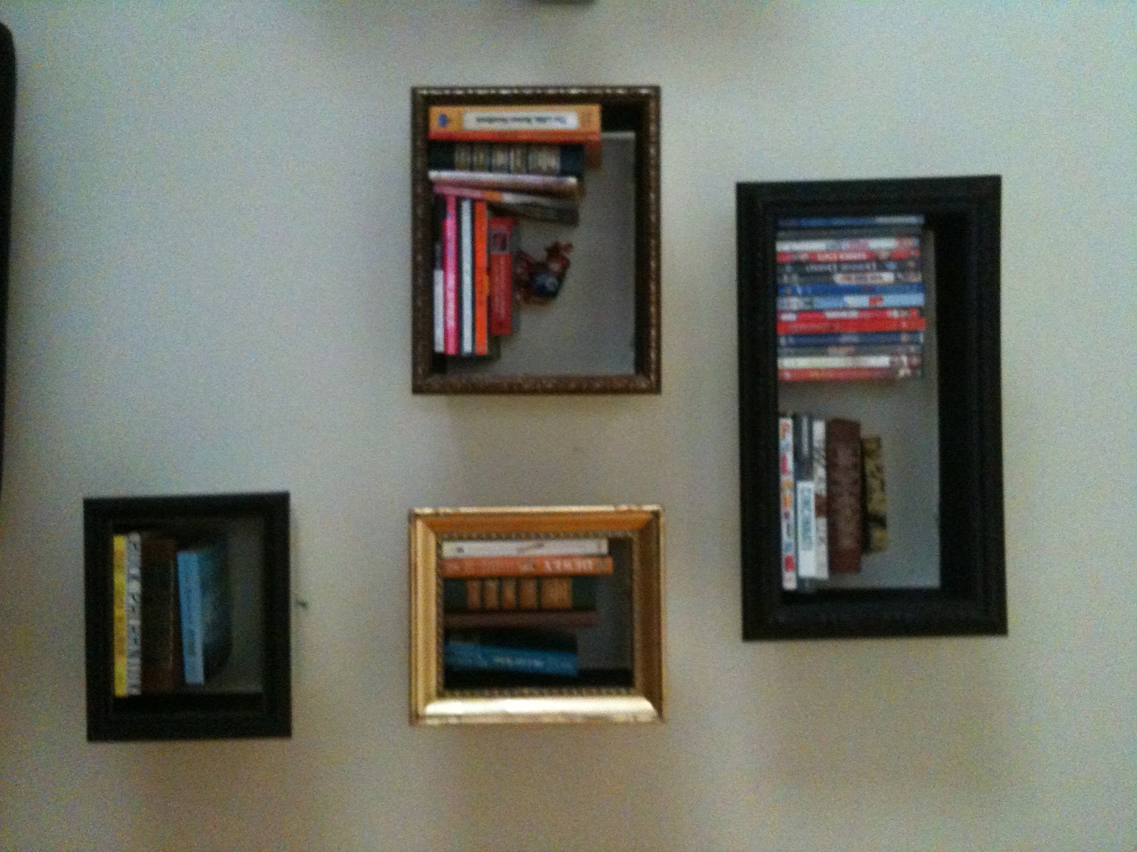 change of scenery Framed bookshelves, DIY style.